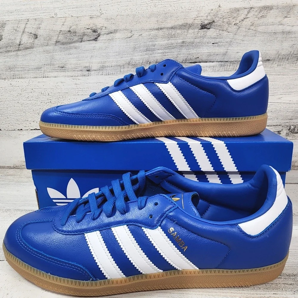 Adidas Samba OG Sneakers Mens 10 Blue White Sole Leather 